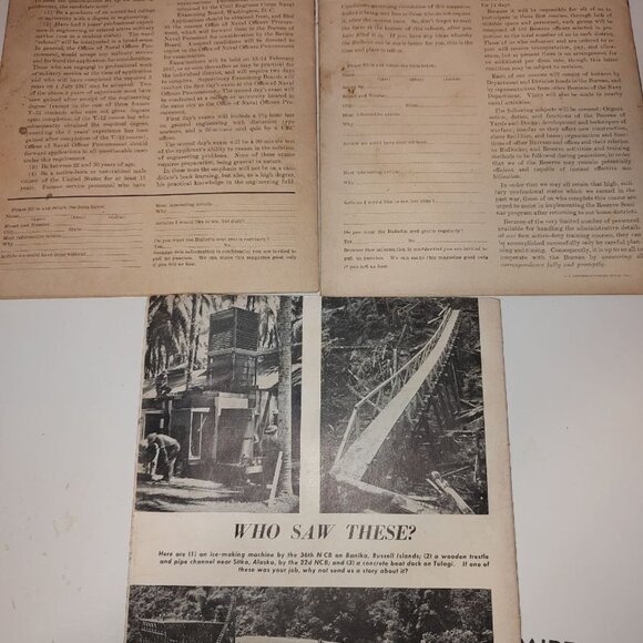 Three 1947 U. S. Navy Civil Engineer Corps Bulletin-Poor Many Flaws AS IS - Picture 2 of 14